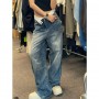 Baggy Jeans Streetwear Women Trousers Streetwear Y2K High Waist Wide Leg Jeans Pockets Denim Korean Fashion Straight Jean Women