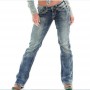 Retro Jeans Woman Straight Denim Pencil Jeans Women Mid-Waist Pockets Casual Pants Female Elastic Trousers Female Cowboy Jeans