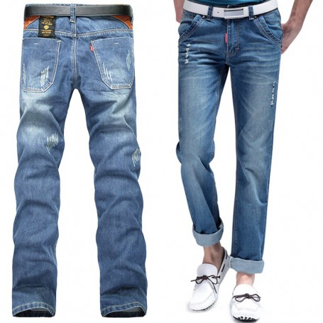 Ripped Plus Size Men's Jeans For Men Jean Fashion Casual Street Baggy Hole Denim Biker Embroidery Blue Slim Trousers Cargo Pants
