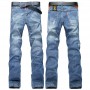 Men's  Slim Elastic Jeans Fashion Business Classic Style Jeans Pants Trousers Male Cargo Pant Black  Hollow Out