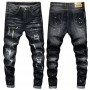 Men's  Slim Elastic Jeans Fashion Business Classic Style Jeans Pants Trousers Male Cargo Pant Black  Hollow Out