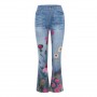 Women Jeans Pants High Waist Flower Printed Denim Women Flare Pants Elastic Female Jeans Pantalon Femme Plus Size Clothing