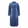 Denim Dress Women Long Dress Mom Wife Blue Loose V Neck Workwear Over Knee Skirt Elegant Fashion Women Streetwear