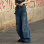 Vintage Streetwear Y2K Jeans Women High Waist Button Up Straight Pants Retro Baggy 90s Denim Cargo Pants