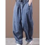Women's Jeans Spring New Fashion Drawstring Harem Pants Loose Baggy Elastic Waist Vintage Denim Wide Leg Pants Casual Clothes