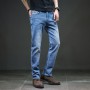 Jeans Men Light Blue Straight Regular Fit Spring Business Casual Denim Pants Men's Jeans Long Trousers Plus Size Big Size 40