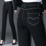 Black Jeans High Waist Was Thin  Trousers Ladies Straight Pants