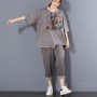 Loose Casual Retro Short Sleeve Fish Pritning Two Piece Suit Female Tracksuit Women