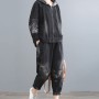 Trendy  Ladies Casual Oversizeed Two Pieces Sets Womens Vintage Printed Jackets And Elastic Harem Pants  Korean Designer Style