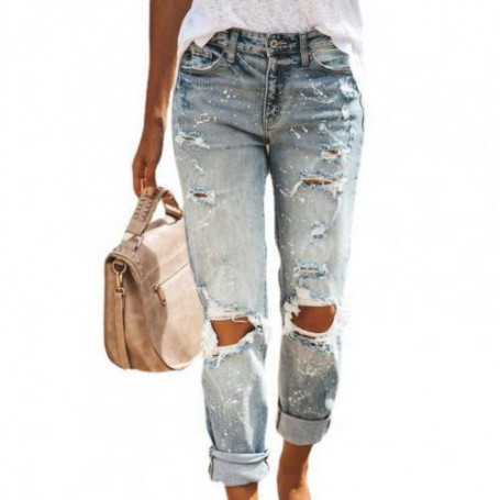 Big Ripped Hole Jeans Casual High Street Denim Pants Sexy Vintage Pencil Calca Jean Streetwear