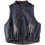 Washed Short Denim Jacket Waistcoat Vest Women's Zipper Loose Sleeveless All-match Fashion Versatile Jacket