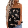 Women Sleeveless Strapless Floral Pleated Tank Tops Summer Casual Smocked Bandeau Tube Top  Loose Tunic Tee Streetwear
