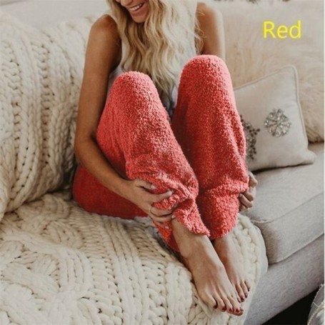 Warm Fleece Pants Women's Casual Home Trousers Coral Fleece Loose Comfortable Plush Pants