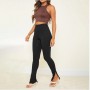 Fall Women Casual Split Side Skinny Pants Legging Trousers Fitness Solid Office Lady All-Match Streetwear Y2k Female Capris