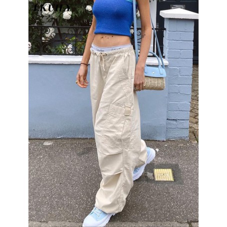 Wide Cargo Pants Women Overalls Fashion  Trousers Vintage Cargo Pants Baggy Jeans Women