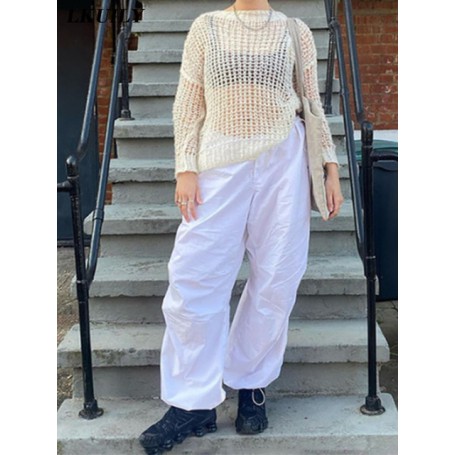Cargo Pants Women  Streetwear Loose Straight Overalls High Waist Wide Leg Baggy Fashion Famale Casual Trouser
