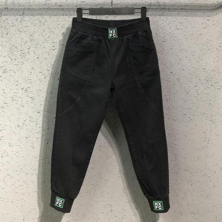 Women Elastic Waist Loose  Jeans All-matched Casual Cotton Denim Harem Pants S982