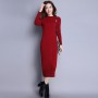 Woollen Dress Lady Pullover Women's Mid-Length Bottoming Shirt Super Stretchy Slim-Fit Long Dresses for Women Plus Size