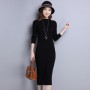 Woollen Dress Lady Pullover Women's Mid-Length Bottoming Shirt Super Stretchy Slim-Fit Long Dresses for Women Plus Size