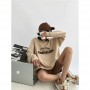 Women's Clothing Khaki Vintage Pullover Letter Embroidery POLO Collar Long Sleeves Hip Hop Oversize Baggy Tops