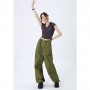 Army Green Cargo Pants Vintage Autumn Women's Clothing Baggy Hip Hop Style Oversized Fashion Elastic Waist Wide Leg Trouser