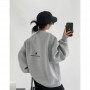 Women's Clothing Grey Vintage Pullover Letter Embroidery Long Sleeves Casual Street Hip Hop Oversize Baggy Ladies Tops Autumn