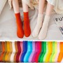 Socks Women Girls Colorful Middle Tube Cotton Breathable Soft Sock Floor Skateboard Students Sport Pink Sock