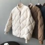 Solid Color Retro Cotton Coat Women's Diamond Lattice Fashion Simple Loose Casual Winter New Quilted Top Coat Women's Tide