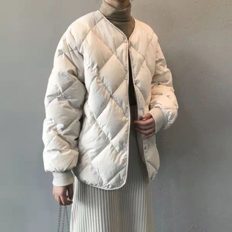 Solid Color Retro Cotton Coat Women's Diamond Lattice Fashion Simple Loose Casual Winter New Quilted Top Coat Women's Tide