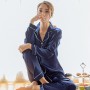 M-5XL Sleepwear Women's Satin Silk Pajamas Set Turn-down Collar Long Sleeve Two Pieces Suit Casual Loose Home Clothes Loungewear