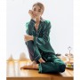 M-5XL Sleepwear Women's Satin Silk Pajamas Set Turn-down Collar Long Sleeve Two Pieces Suit Casual Loose Home Clothes Loungewear
