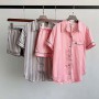 2 Piece Set Pajamas for Women Stripe Satin Silk Sleepwear Luxury Designer Ladies Summer Short Loungewear Home Clothes
