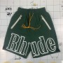 Men Women 1:1 High-Quality Yellow Drawstring White Logo Rhude Shorts Yacht Splicing Breeches Black Green Patchwork RHUDE Shorts