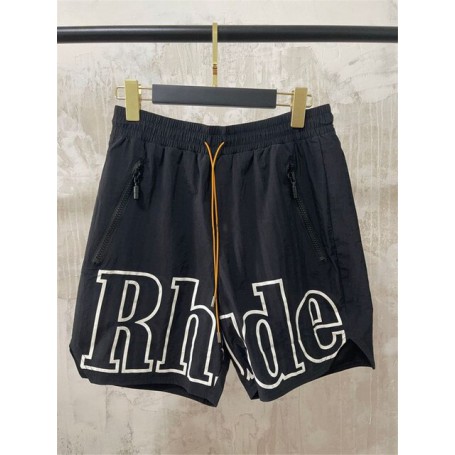 Men Women 1:1 High-Quality Yellow Drawstring White Logo Rhude Shorts Yacht Splicing Breeches Black Green Patchwork RHUDE Shorts