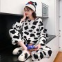 Coral velvet pajamas women's autumn and winter sweet and cute princess style home clothes flannel thickening suit