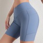 Crossover High Waist Yoga Shorts With Pockets Gym Running Fitness Butt Lifting Pants Women's Sweat Absorbent Breathable Leggings