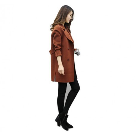 Autumn and winter coat lapel double-breasted wool midi windbreaker loose long-sleeved jacket to keep warm 2020 women's clothing