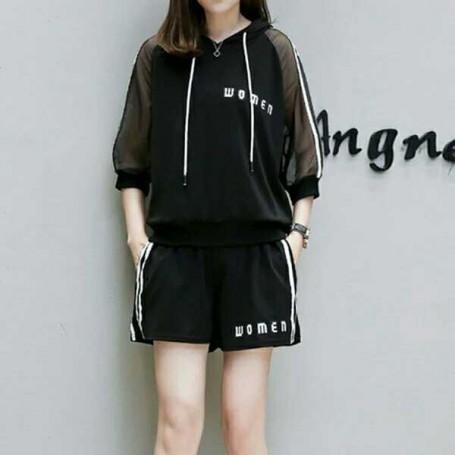 Summer Women Tracksuits Casual Ladies Clothing Set 2 Pieces:tee Shirt Top+shorts Casual Plus Size M~3XL Female Sportswear