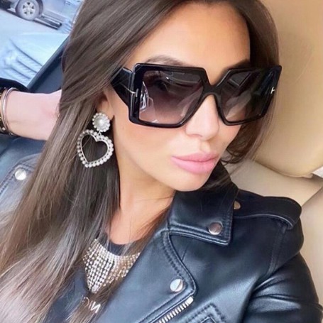 Vintage Square Sunglasses Woman Fashion Brand Oversized Shades Gradient Sun Glasses For Female Big Frame Mirror Designer