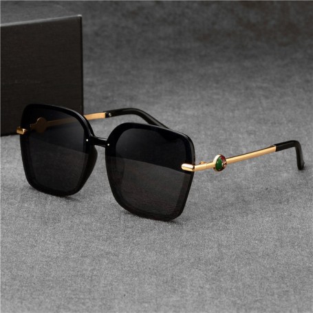 Square Sunglasses Women Luxury Brand Designer Vintage Retro Thin Shadow Sun Glasses Female Pilot Large Black Shades UV400