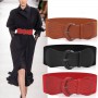Luxury Ladies Wide Belt Elastic Vintage Faux Leather Wide Fashion Wild Pin Buckle Women's Belt Waist Seal Belt