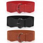 Luxury Ladies Wide Belt Elastic Vintage Faux Leather Wide Fashion Wild Pin Buckle Women's Belt Waist Seal Belt