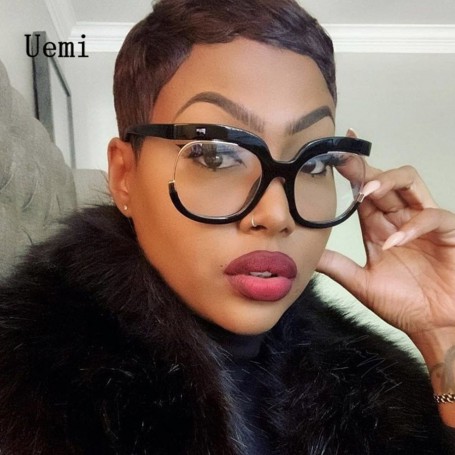 Fashion Retro Round Anti Blue Light Women Glasses Vintage Oversized Frame Clear Computer Eyeglasses Ins TrendLadies Reading