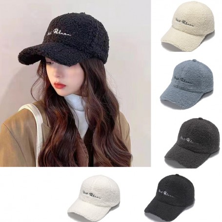 Cap Women New Casual Outdoor Warm Artificial Lamb Wool Baseball Cap Girl