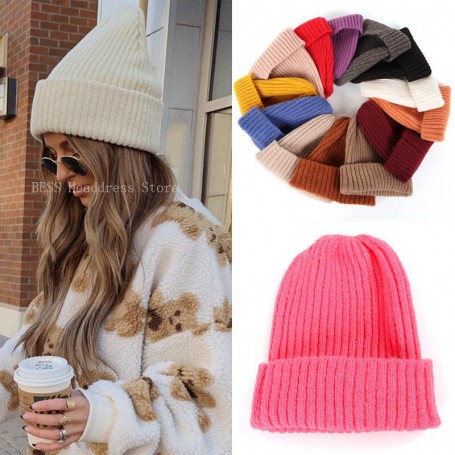 New Winter Hats for Women Men Knitted Solid Color Watch Cap for Girls Skullies Beanies Female Warm Winter Bonnet Casual Cap