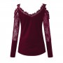 Fashion Off Shoulder Tunic Blouse Shirt Sexy Lace V-neck Tops Summer Casual Ladies Tops Female Women Long Sleeve Blusas Pullover