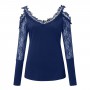 Fashion Off Shoulder Tunic Blouse Shirt Sexy Lace V-neck Tops Summer Casual Ladies Tops Female Women Long Sleeve Blusas Pullover