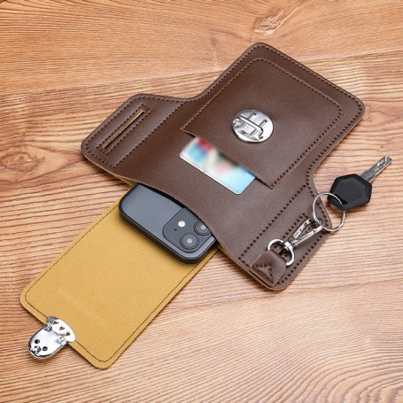 Vintage Leather Waist Bag Cellphone Loop Holster Mens Belt Bag Phone Pouch Wallet  Phone Case for IPhone Samsung Huawei General