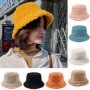 Lamb Faux Fur Bucket Hats Harajuku Women Winter Warm Velvet Hats For Women Lady Thicken Bob Panama Outdoor Hats Caps Girls