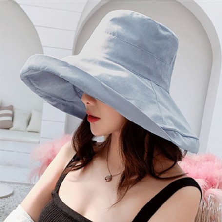 Bucket hat Women Four Seasons  Hat Big Brim Hat Double-Sided  Hat